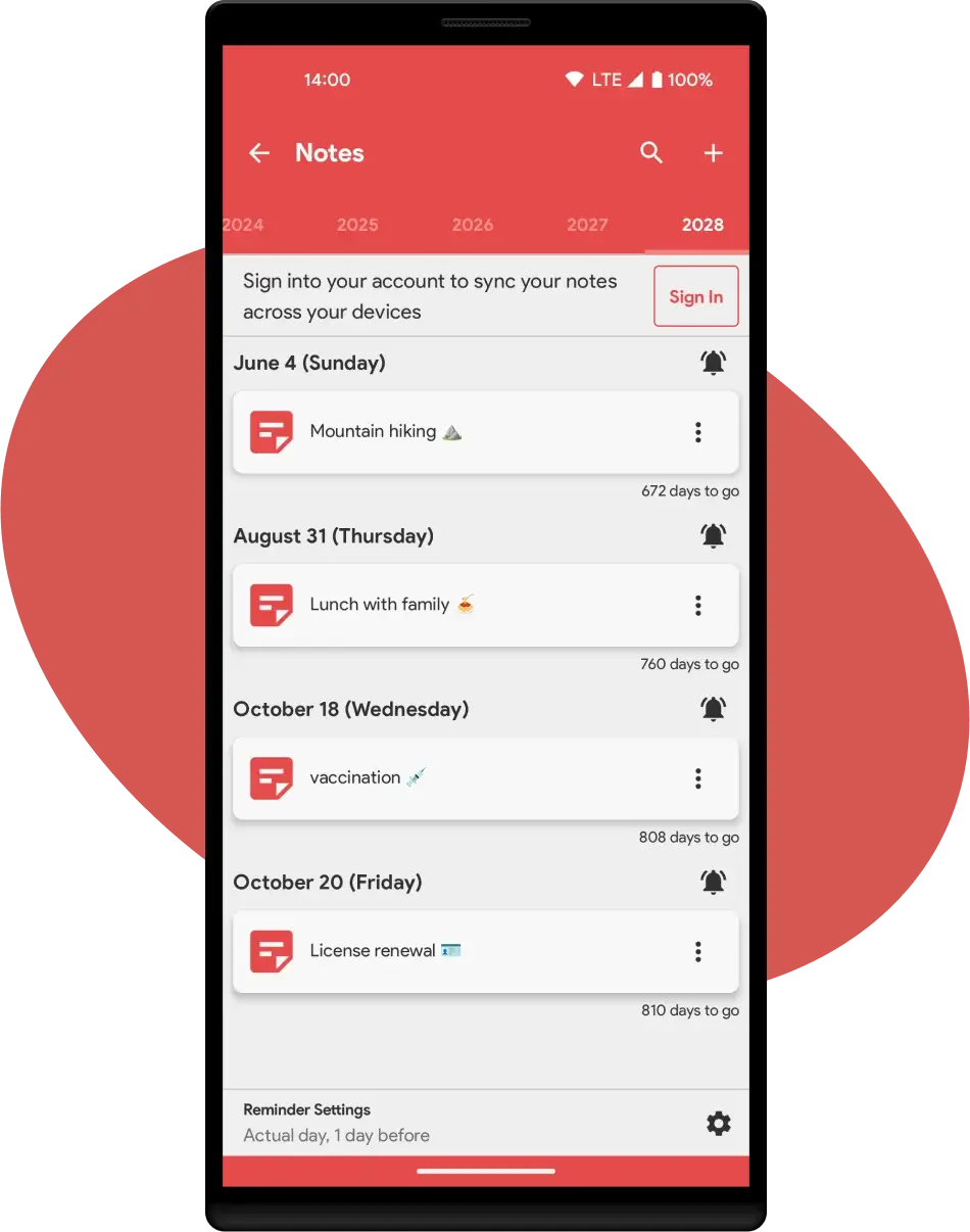 Personal Notes and Reminders Slide